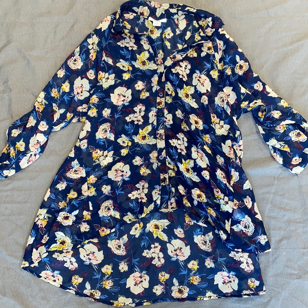 Mid low button down blouse